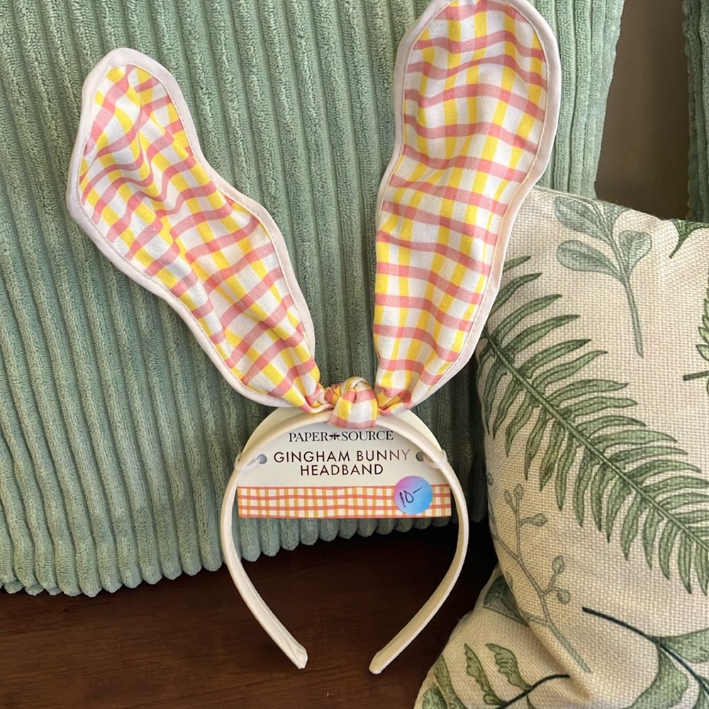 BNWT Gingham Bunny Headband. Flexible wire ears. Set of three headbands.